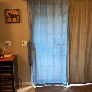 Set Of 2 Home Metallic Gray Floor Length Plain Voile Rod Pocket Panel Curtain OS